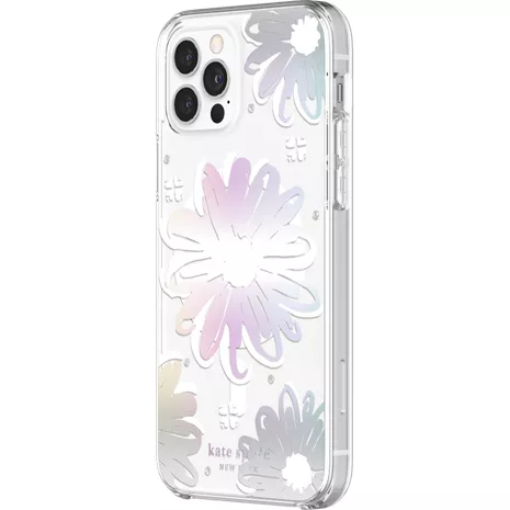 kate spade new york Protective Hardshell Case for MagSafe for iPhone 12/iPhone 12 Pro - Daisy Iridescent Foil Clear