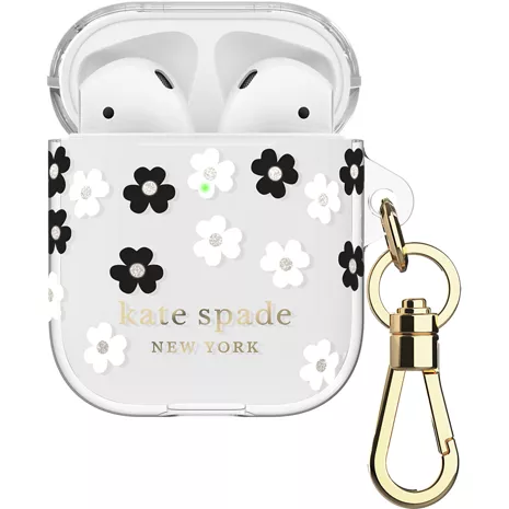 kate spade new york kate spade new york Flexible Case for AirPods - Scattered Flowers Black/Translucent White