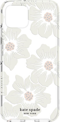 Kate Spade New York Protective Hardshell Case For Pixel 4 Hollyhock Floral Clear Cream With Stones Verizon