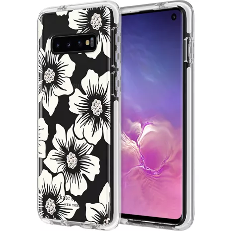 Carcasa protectora kate spade new york para el Galaxy S10 - Hollyhock Floral Clear/Cream with Gems