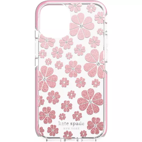 kate spade new york Funda dura para el iPhone 12 mini - Floral Glitter Ombre/Transparente