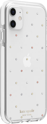 Kate Spade New York Defensive Hardshell Case For Iphone 11 Pin Dot Gems Pearls Clear Verizon