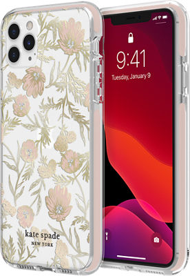 Kate Spade New York Defensive Hardshell Case For Iphone 11 Pro Max Blossom Pink Gold With Gems Verizon