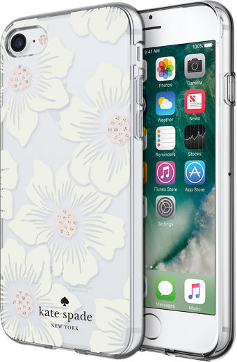 Flexible Hardshell Case For Iphone Se 2020 8 7 Hollyhock Floral Clear Cream With Stones Verizon