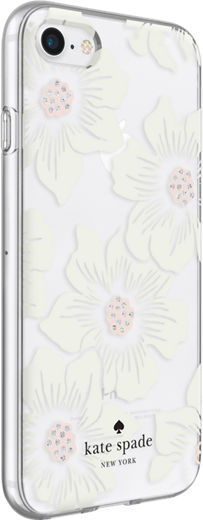 Flexible Hardshell Case For Iphone Se 8 7 Hollyhock Floral Clear Cream With Stones Verizon