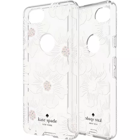 kate spade new york Flexible Hardshell Case for Pixel 2 - Hollyhock Floral Clear/Cream with Stones