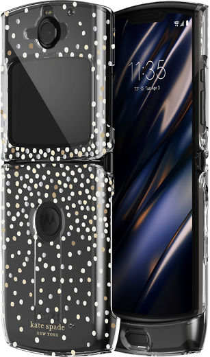 Kate Spade New York Protective Hardshell Case For Motorola Razr Disco Dots Black Gold Verizon