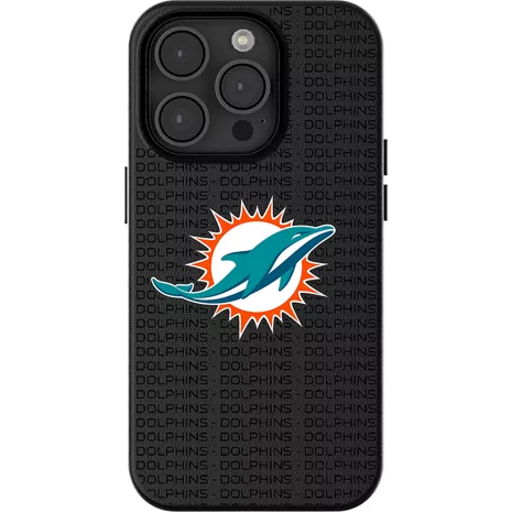 Keyscaper NFL Team Text Backdrop Case with MagSafe for iPhone 15 - Miami Dolphins