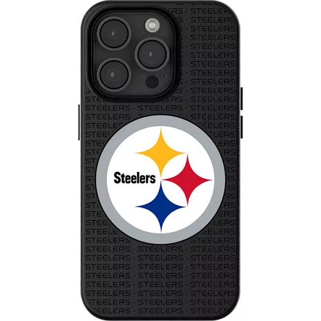 Keyscaper NFL Team Text Backdrop Case with MagSafe for iPhone 15 - Pittsburgh Steelers