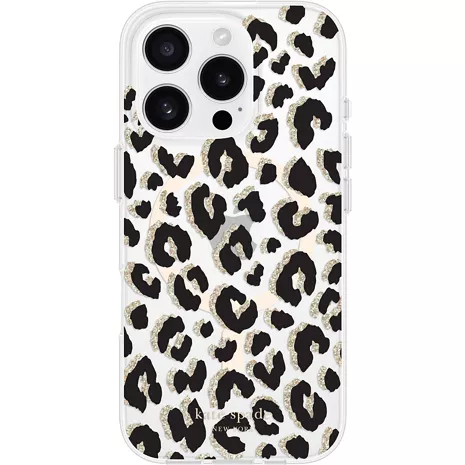 kate spade new york Protective Case with MagSafe for iPhone 16 Pro - Glitter Leopard