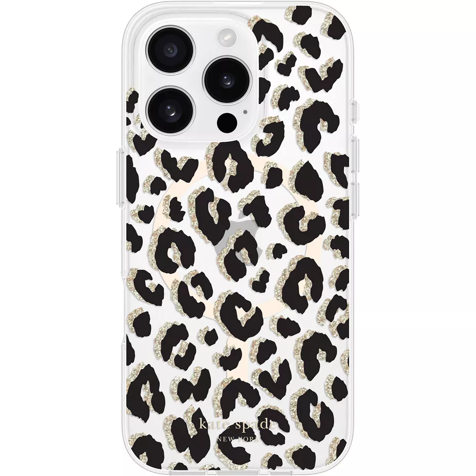 Kate Spade Protective Case with MagSafe for iPhone 16 Pro - Glitter Leopard | Verizon