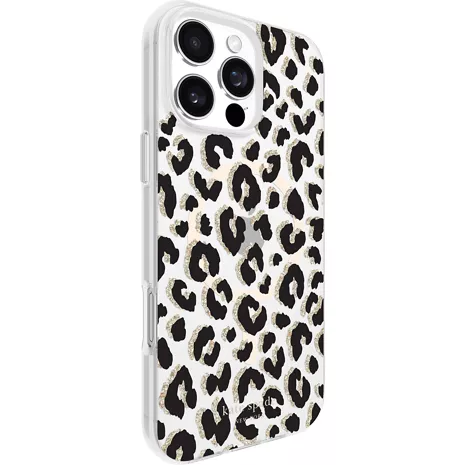 kate spade new york Protective Case with MagSafe for iPhone 16 Pro Max - Glitter Leopard