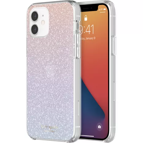 Carcasa protectora dura kate spade new york para el iPhone 12/iPhone 12 Pro - Ombre Glitter Pink/translúcido