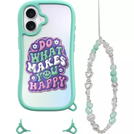 LAUT POP LOVIE Protective Case with MagSafe and Charm Bracelet for iPhone 16 - Happy Mint