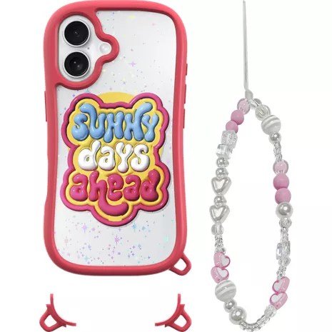 LAUT Funda protectora POP LOVIE con MagSafe y brazalete colgante para el iPhone 16 - Sunny Red