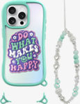 Funda protectora POP LOVIE con MagSafe y pulsera Charm para iPhone 16 Pro Max - Happy Mint​​ 