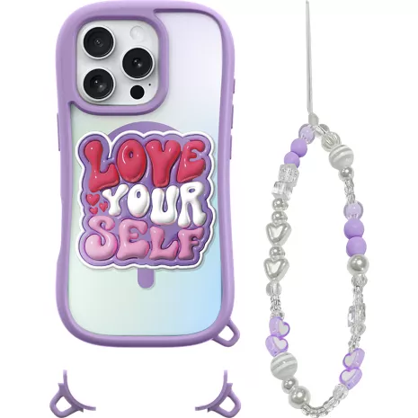 LAUT POP LOVIE Protective Case with MagSafe and Charm Bracelet for iPhone 16 Pro Max - Lovely Purple