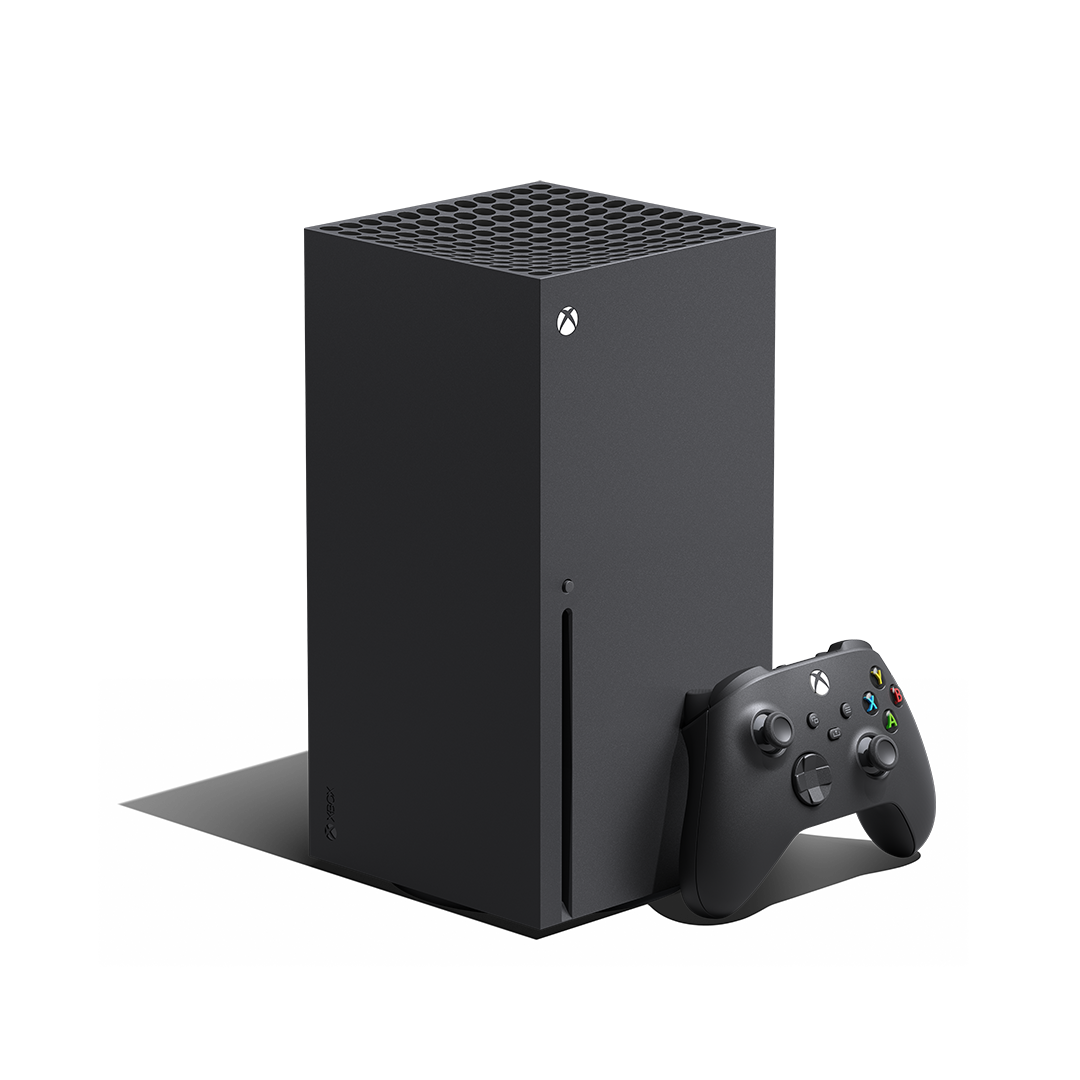 Front angle product photo of Xbox Series X Console and Controller
