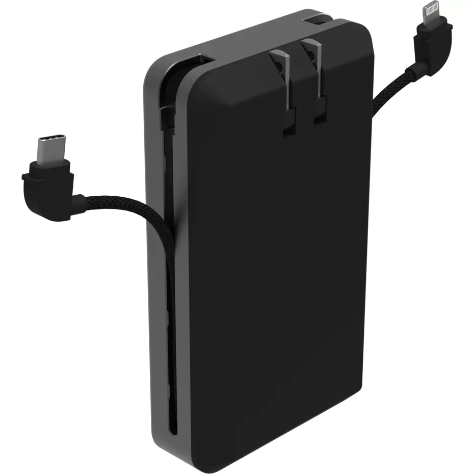 mophie Powerstation Plus Ultra 10k Power Bank with Integrated Cables and AC Plug in Black