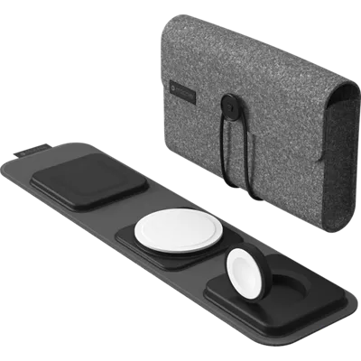 スマホアクセサリー 3-in-1WirelessCharger 3-in-1 Leather 18w Wireless Charger - Smartphone, Earbuds & Smartwatch