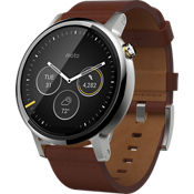 Moto 360 2nd Gen for Men 46mm - Silver with Cognac Leather