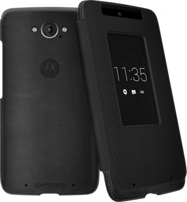 Motorola Flip Case for DROID Turbo Black Leather and Ballistic Nylon