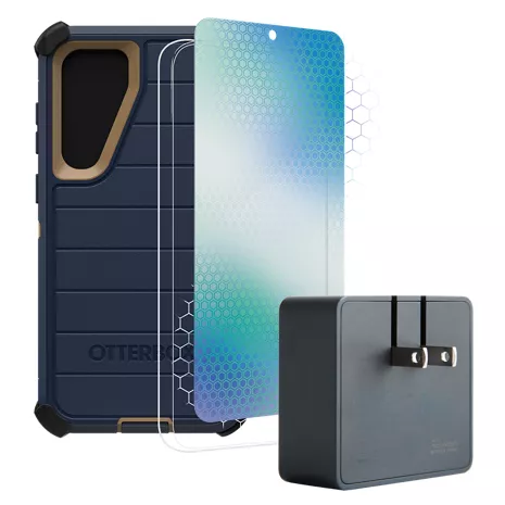 OtterBox Defender Series Pro Case for Galaxy S23+, Screen Protection and Charger Bundle