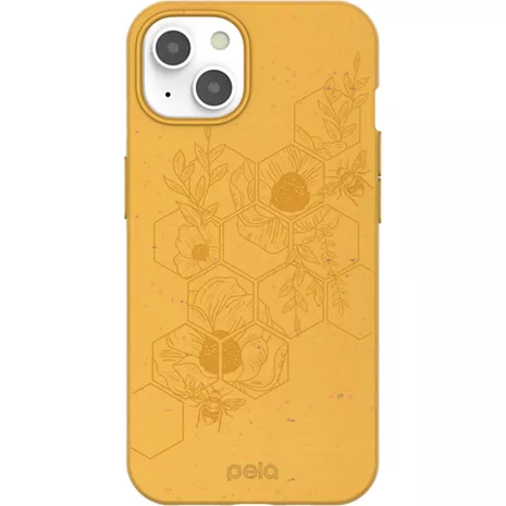 Funda protectora compostable Pela Honey (Hive Edition) para el iPhone 13