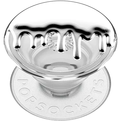 PopSockets PopGrip - Chrome Drip Silver (color plata)/Transparente