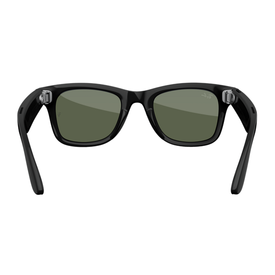 Back view of Ray-Ban Meta Wayfarer Large Frames with Plano G15 Green Lenses.