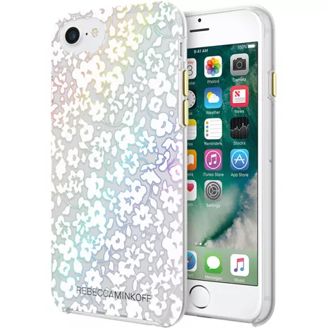 Rebecca Minkoff Double Up Protection Case for iPhone 7 - Floral Clear/White/Holographic Foil