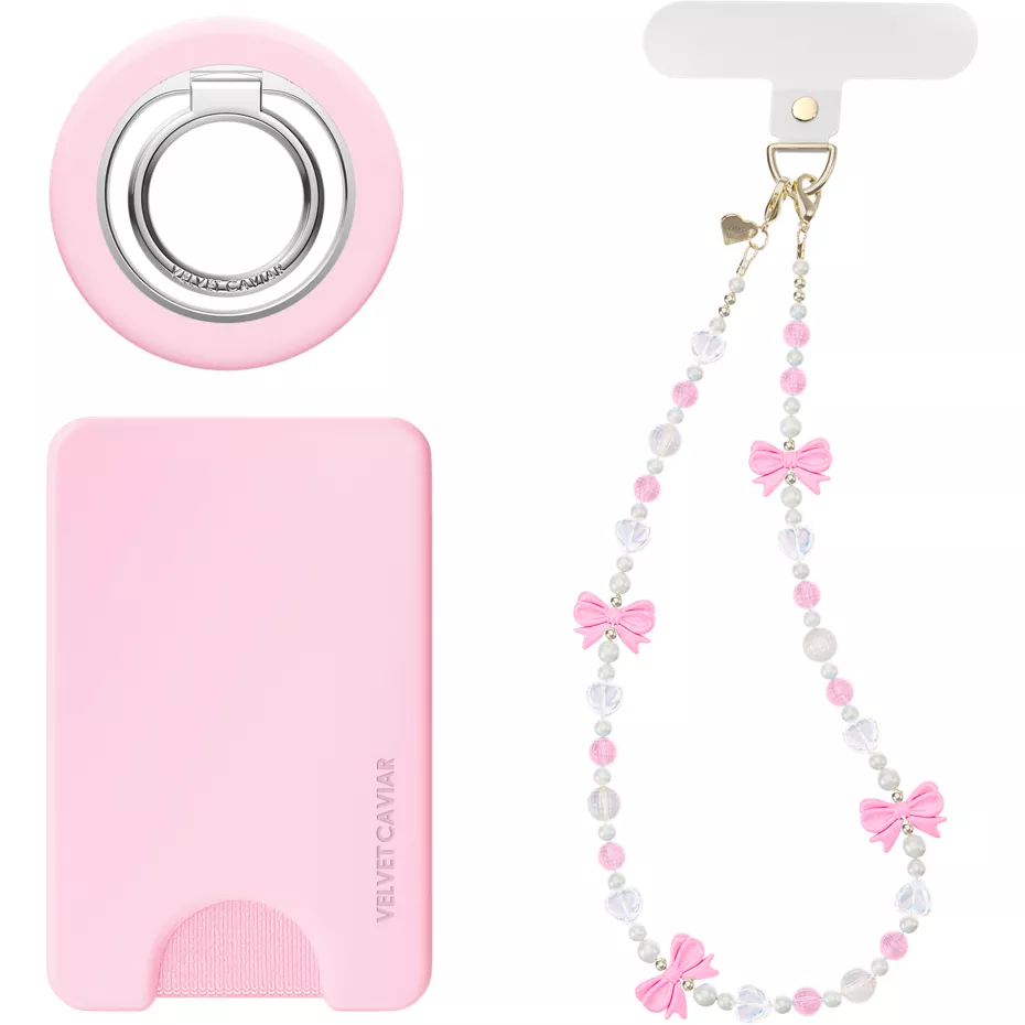 Velvet Caviar Phone Accessory Gift Set with MagSafe Wallet, Grip Stand and Wristlet - Strawberry Milk | Verizon