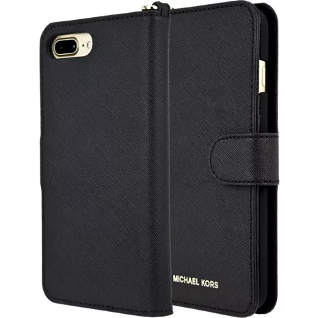 Michael Kors Saffiano Leather Folio Case for iPhone 8 Plus/7 Plus - Black