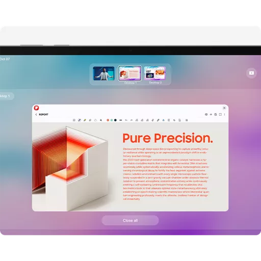 A desktop-like workspace on a tablet