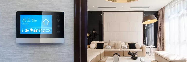 Living room equipped with smart home security system