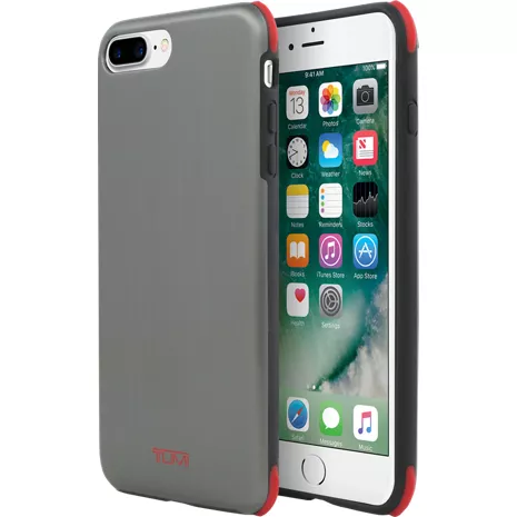 TUMI Protection Case for iPhone 8 Plus/7 Plus - Brushed Gunmetal/Red