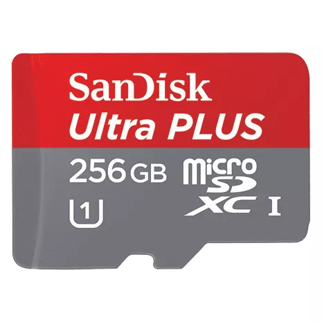SanDisk Ultra Plus 256GB MicroSDXC UHS-I Card Gray image 1 of 1 