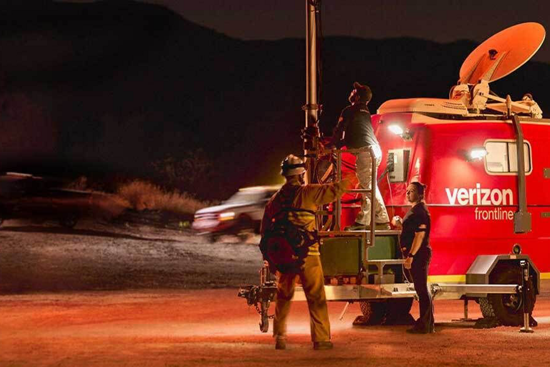 Frontline workers on scene.