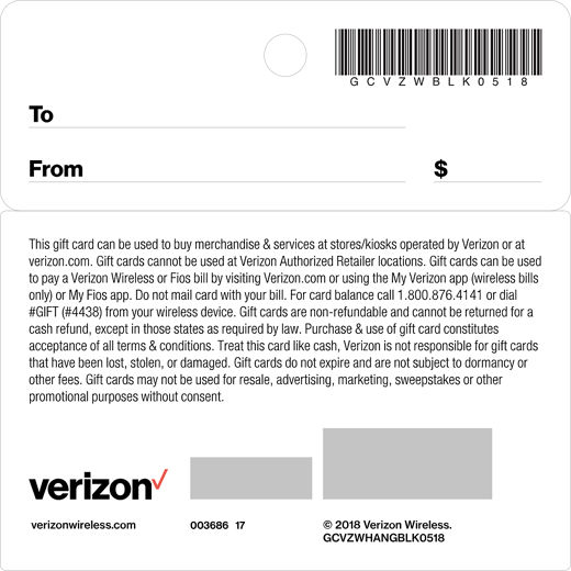 Gift Cards Verizon - 500 robux for verizon wireless or fios members