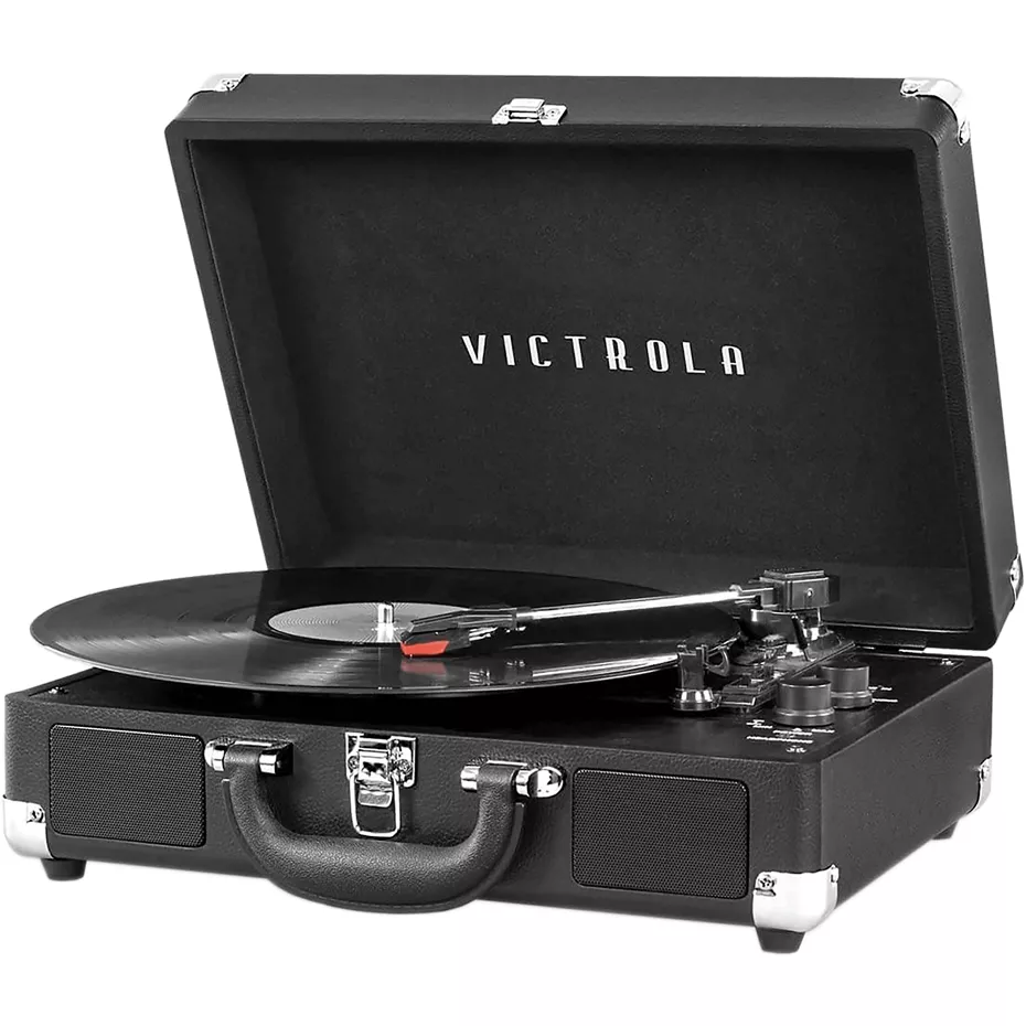 Victrola Vintage 3 Speed Bluetooth Portable Suitcase Record Player with Built-in Speakers - Black | Verizon