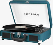 Vintage 3 Speed Bluetooth Portable Suitcase Record Player with Built-in Speakers