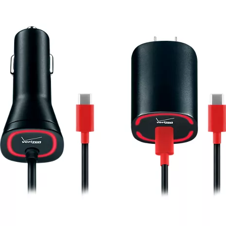 Verizon USB Type-C Car Charger and Wall Charger with Fast Charge Technology