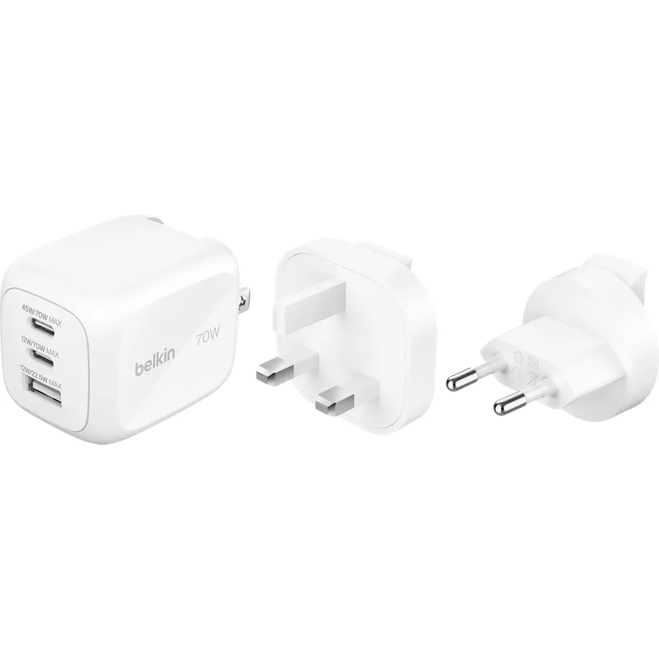 Belkin BoostCharge Pro 3 Port GaN Wall Charger 70W - White | Verizon