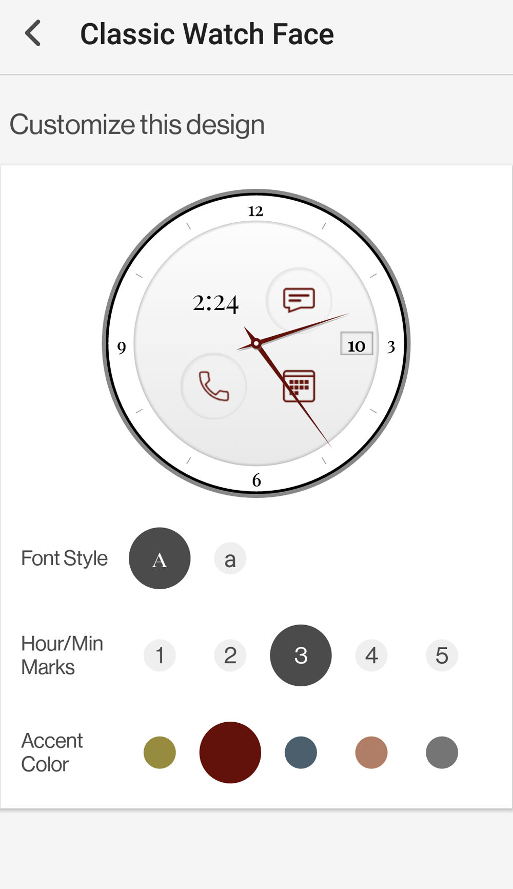 personalize wear24 watch face display