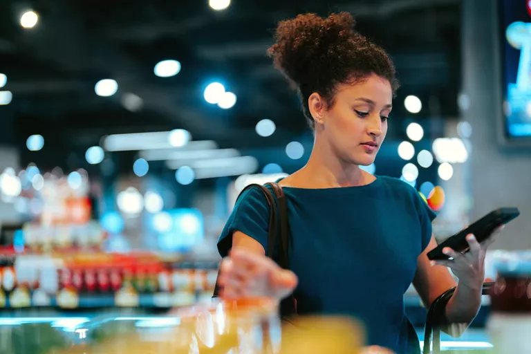 Woman checking phone