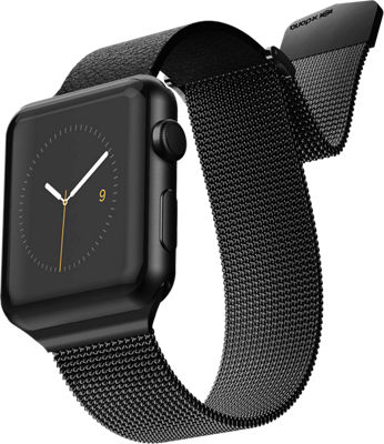 Obsidian Black Leather & Rubber Hybrid Apple Watch Band