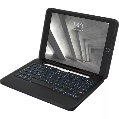 Teclado inalámbrico ZAGG Rugged Book y funda para el iPad (8.ª generación)/iPad 10.2, iPad Air y iPad Pro 10.5