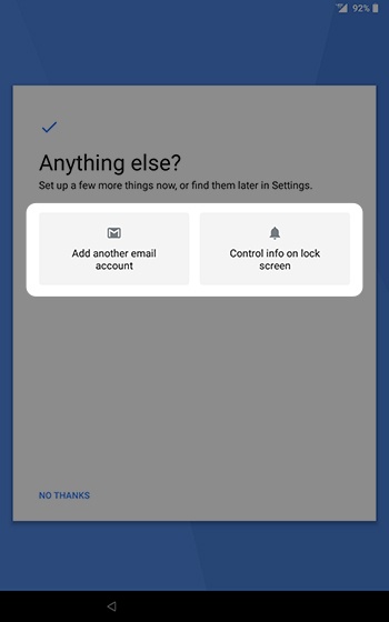 Add email account or set up lock screen notifications