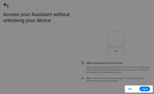 Google Assistant allow on lock screen I agree