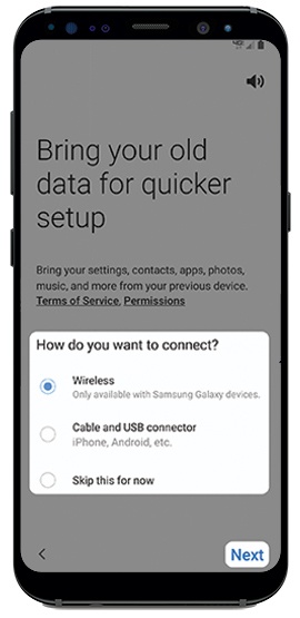 Select an option then tap Next